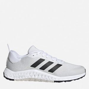 White and black adidas trail running shoes